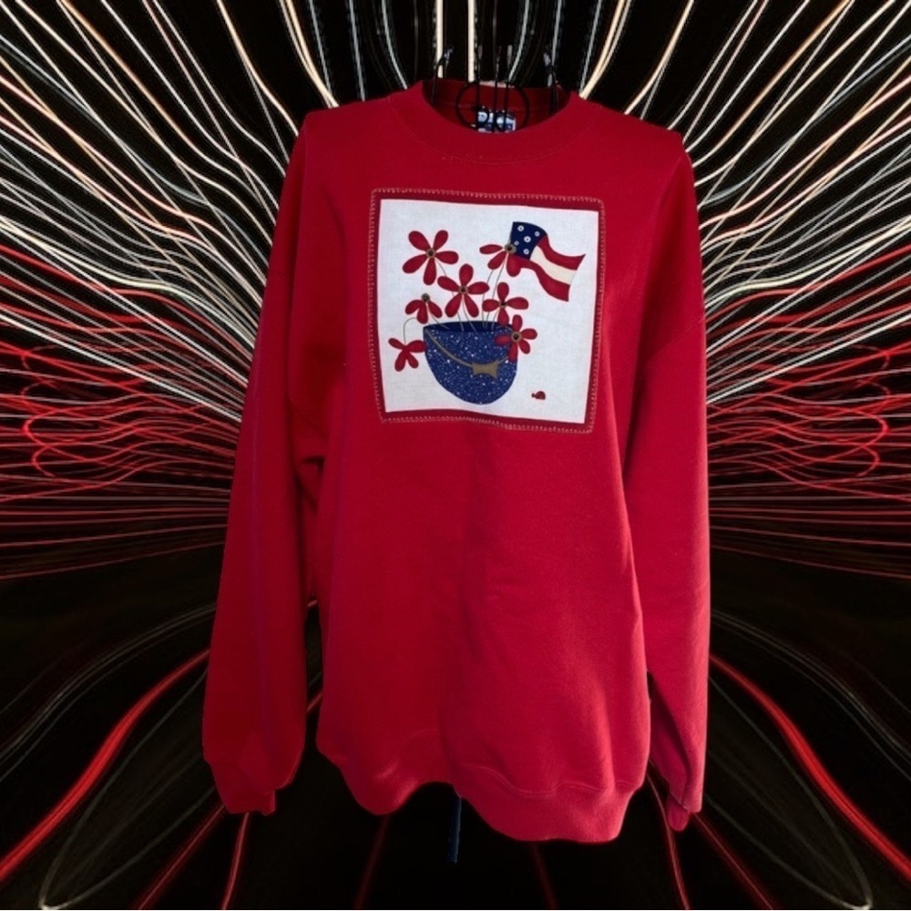 Retro Jerzees Patriotic Grandma Sweatshirt Red White & Blue Size Large